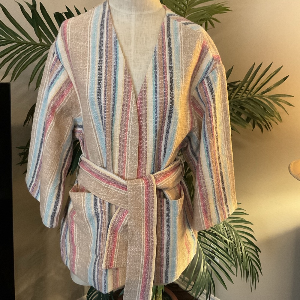 NWOT  Faherty Women’s Multicolor Striped Women's Jacket- kimono. Size Small.